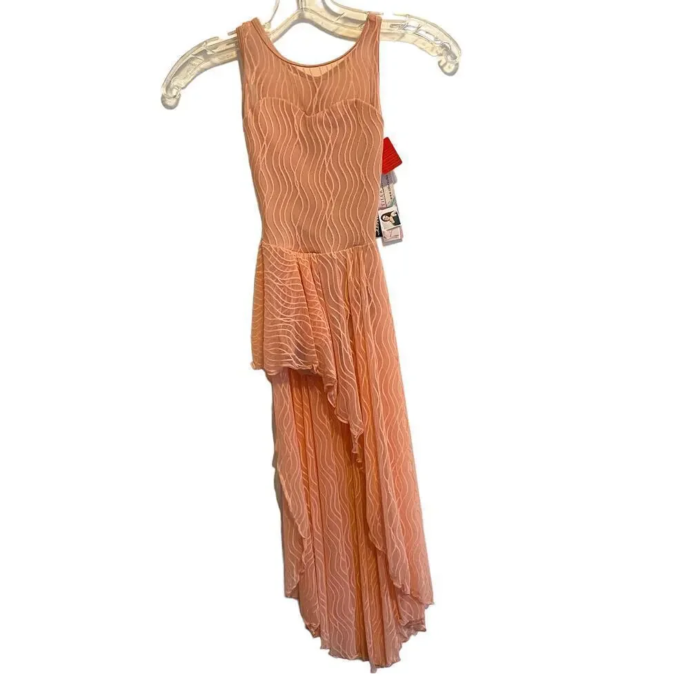 NWT Body Wrappers Peach Sleeveless Leotard Dress Girls 6X-7